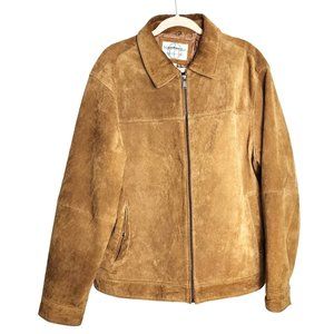 Vintage Boston Harbour Leather Suede New England Lar Full Zip Button Cuff Jacket